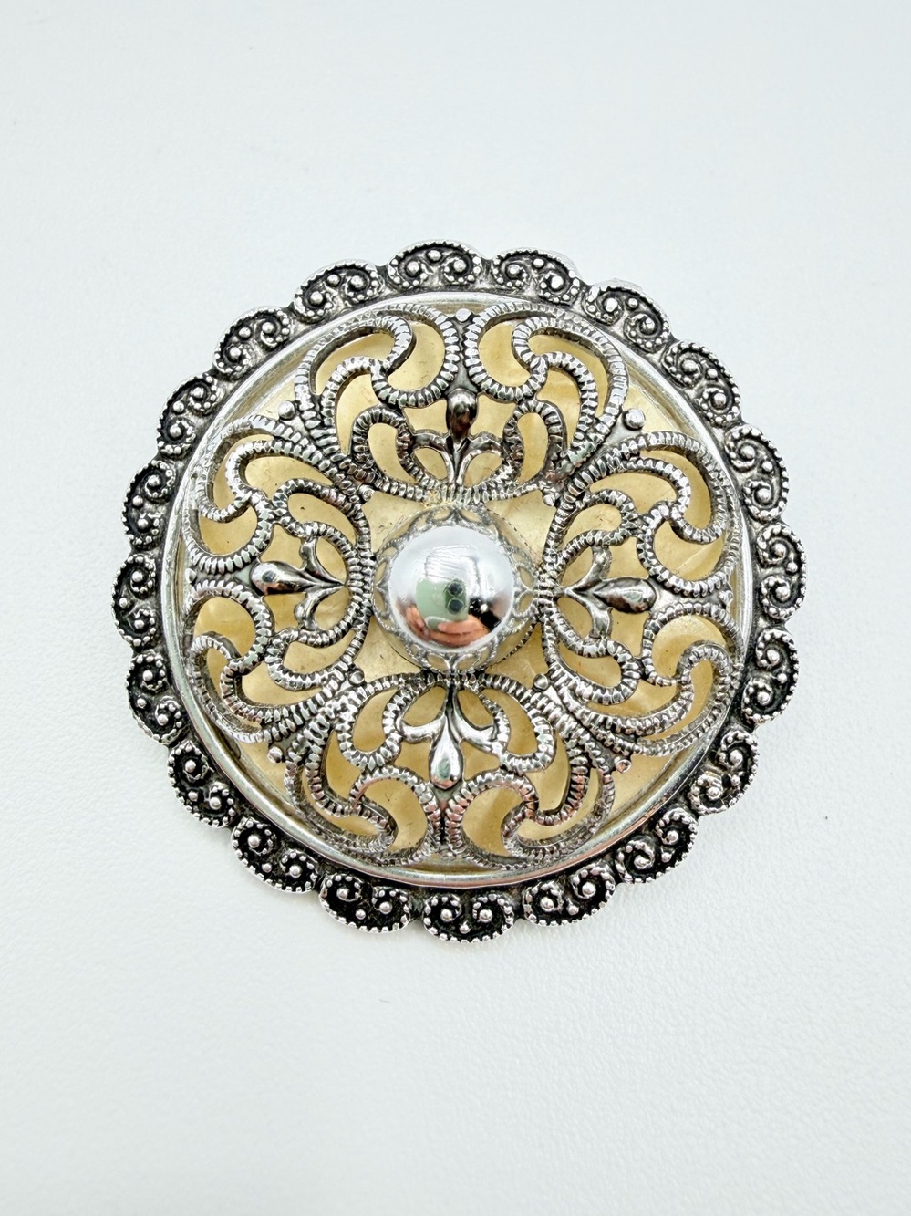 Vintage West Germany Silver Tone Filigree Scarf Clip